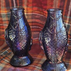 Iridescent Fish-Shaped Glass Vase